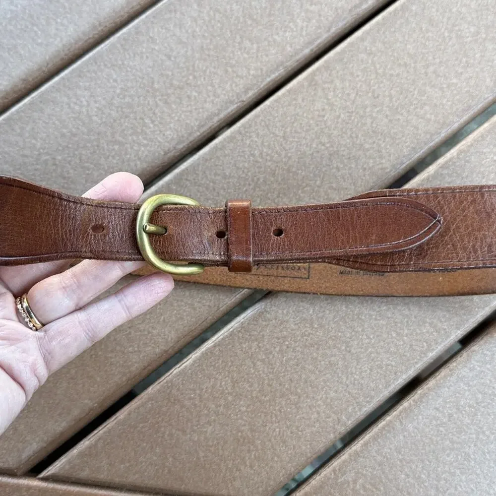 Next Accessory Brown Leather Belt with Gold Buckle Size 10